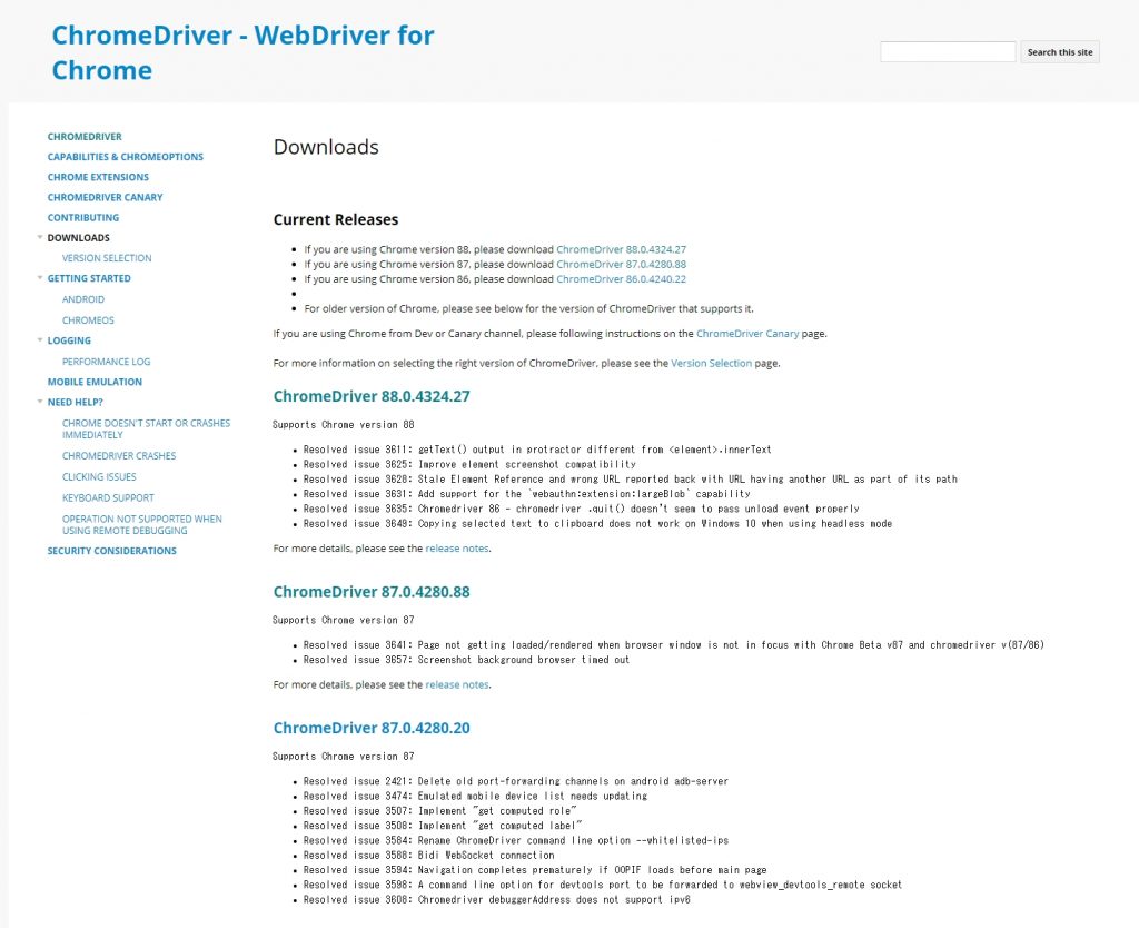 ChromeDriver - WebDriver for Chrome